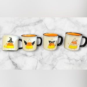 Lang Design Ceramic Halloween Candy Corn Espresso Set of 4 Mugs